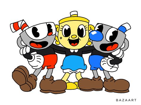 cuphead x chalice|Cuphead, Mugman, Red Rose, and Ms Chalice: The Delicious.